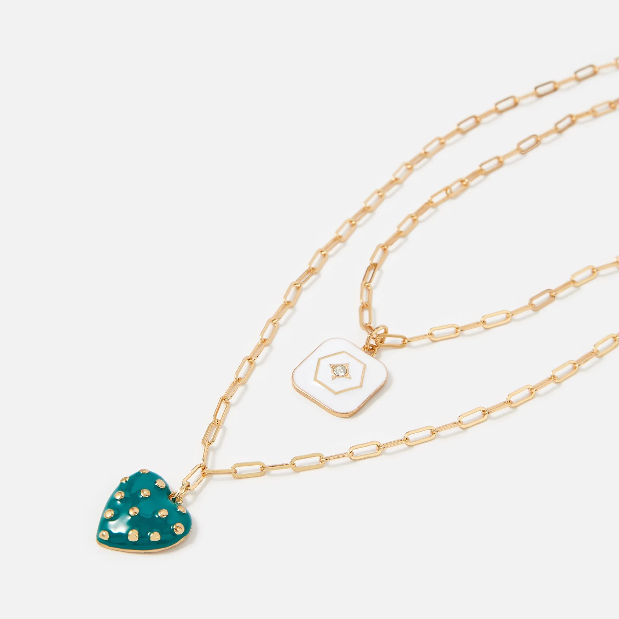 Accessorize London Women's Reconnected Pack Of 2 Enamel Charm Multi Row Necklace