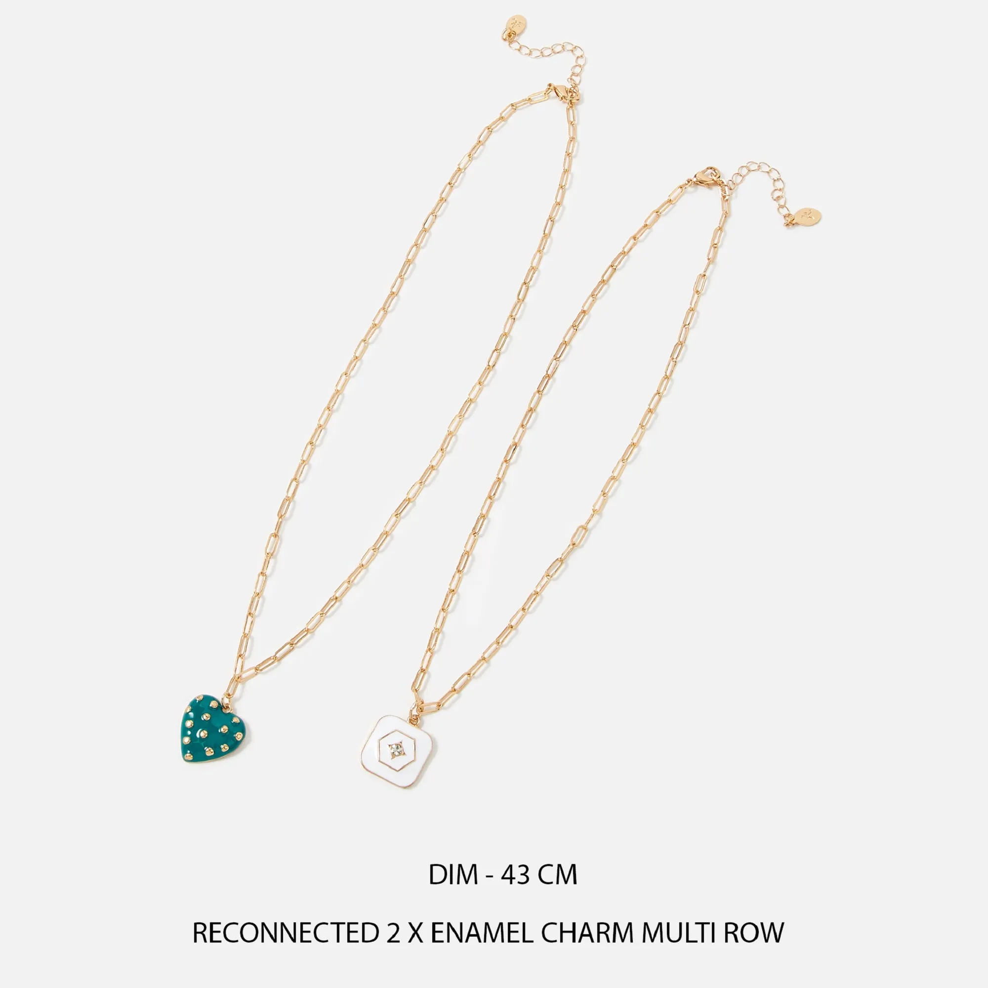 Accessorize London Women's Reconnected Pack Of 2 Enamel Charm Multi Row Necklace