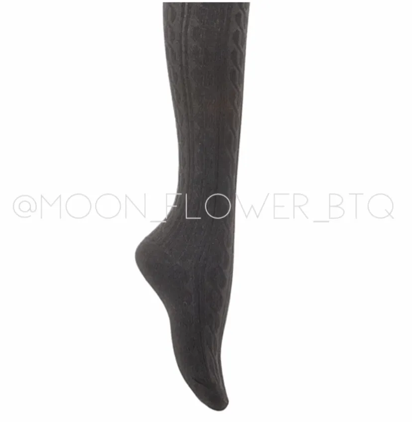 Black Organic Cotton Knit Over the Knee Thigh High Socks