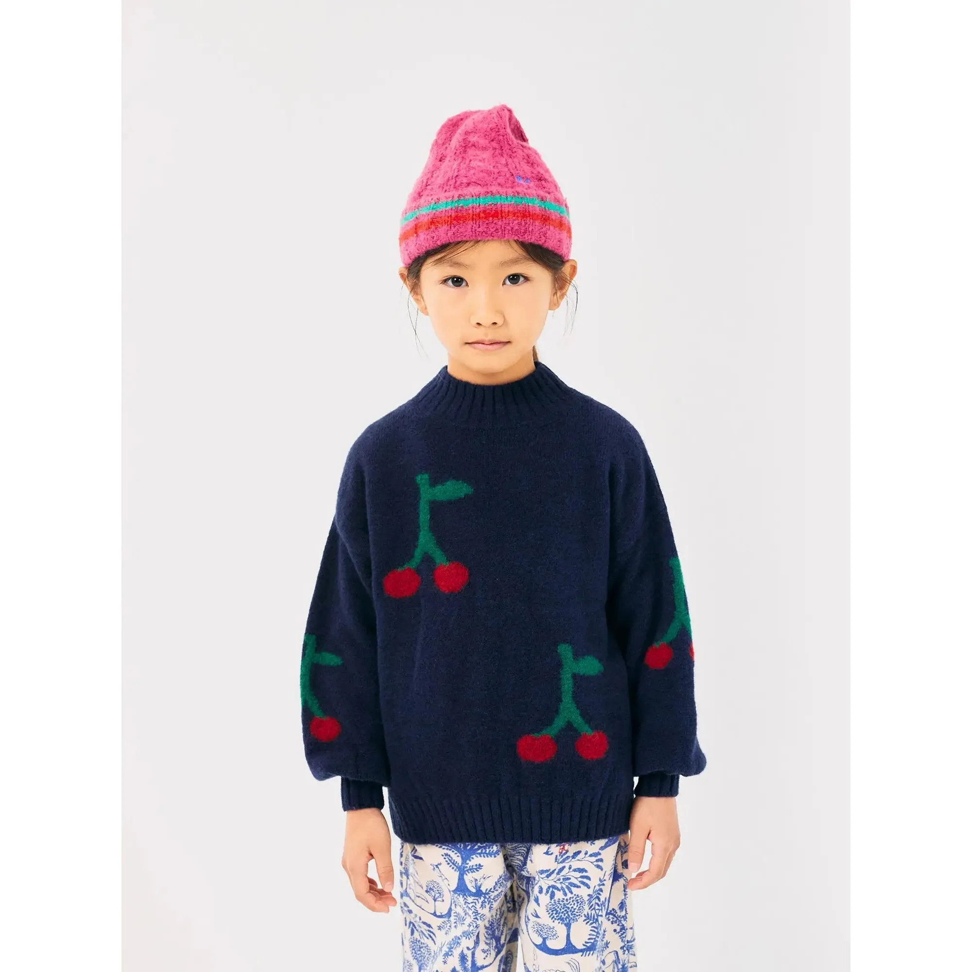 Bobo Choses Bobo Cherry All Over Turtle Neck Jumper - Navy Blue