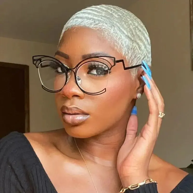 Chloe Hollow Out Oversized Cat-Eye Blue Light Glasses