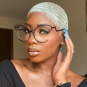 Chloe Hollow Out Oversized Cat-Eye Blue Light Glasses