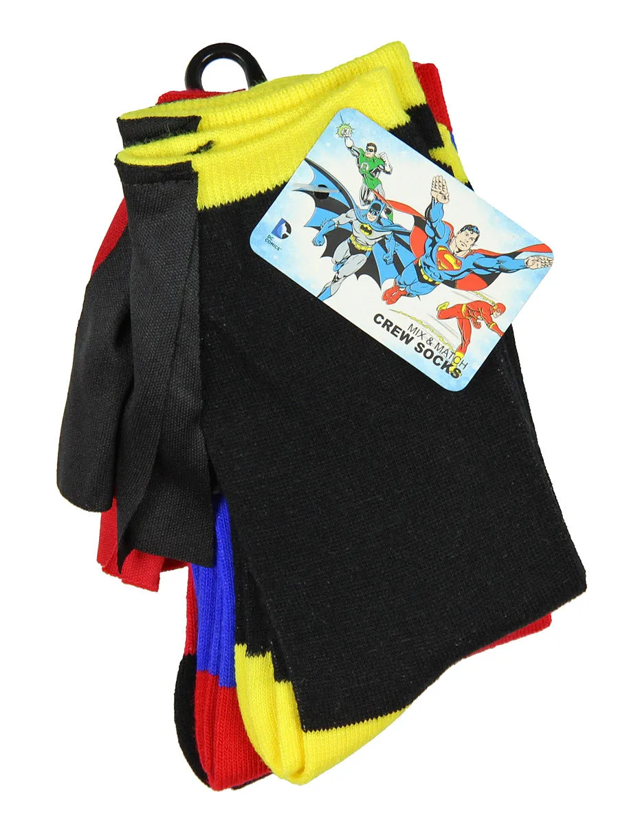DC Comics Superhero Batman Superman The Flash Youth Boys Caped Crew Socks