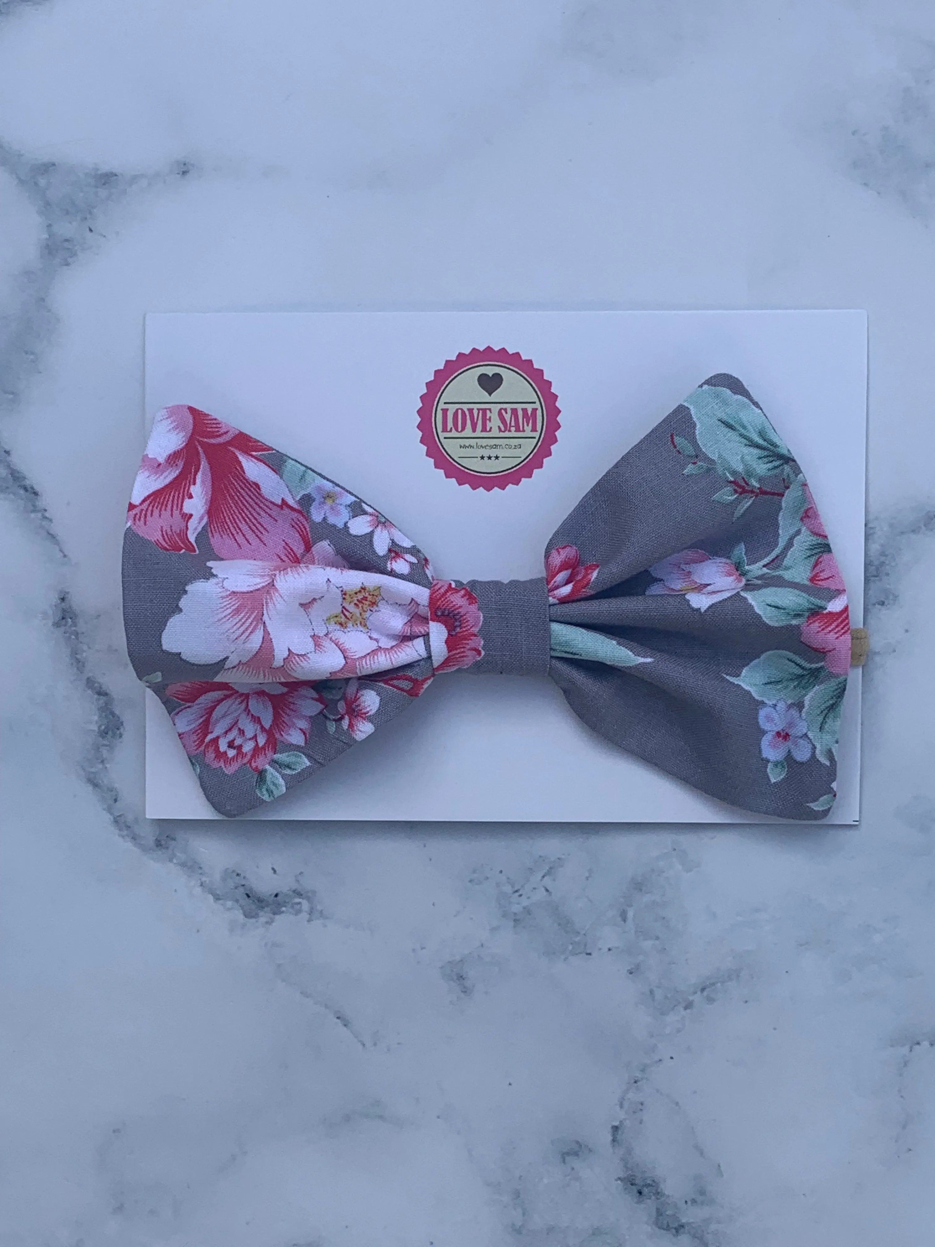 Grey and pink floral headbands