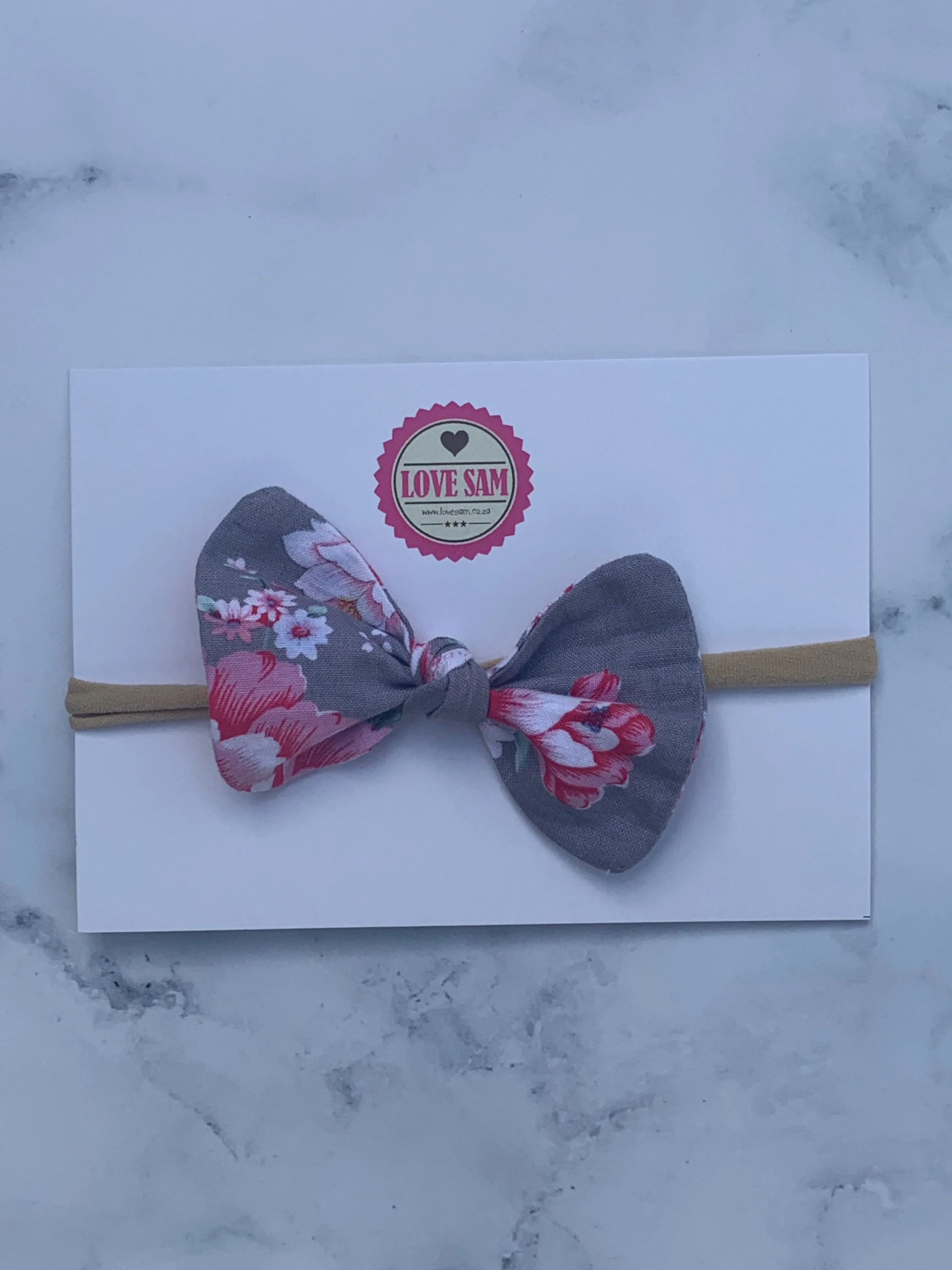 Grey and pink floral headbands