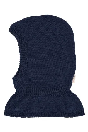 KNITTED COTTON BALACLAVA W. LINING - NAVY