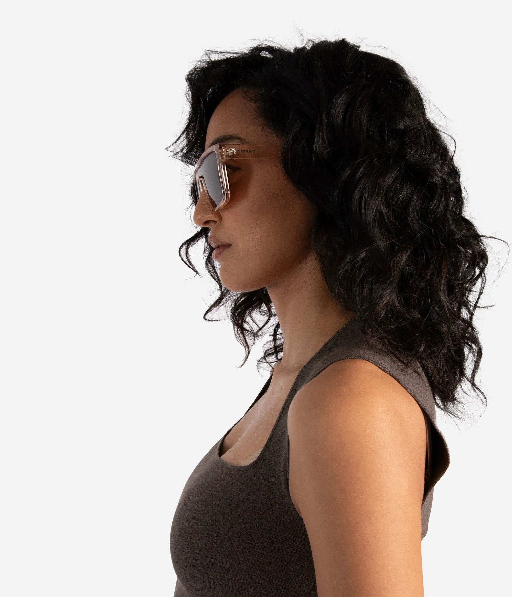 MAEVE-2 Recycled Beige Retro Squared Sunglasses