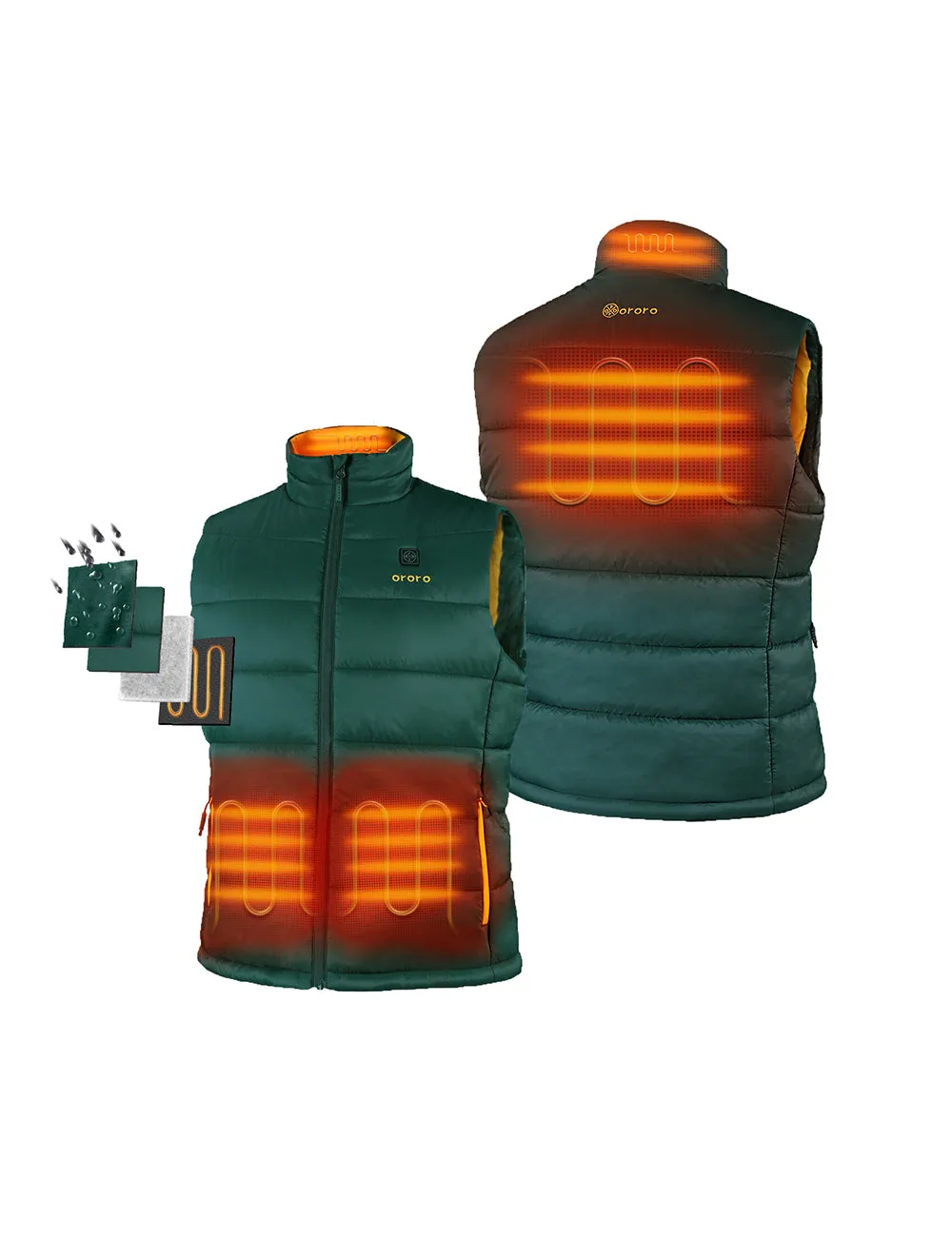Men's Classic Heated Vest - Green & Gold