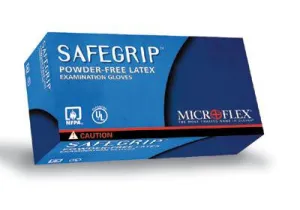 Microflex Medium Blue 11.8" SafeGrip 11.4 mil Premium quality natural rubber Latex Ambidextrous Non-Sterile Powder-Free Disposable Gloves With Textured Finger Tip Finish And Extended, Beaded Cuffs (50 Each Per Box)