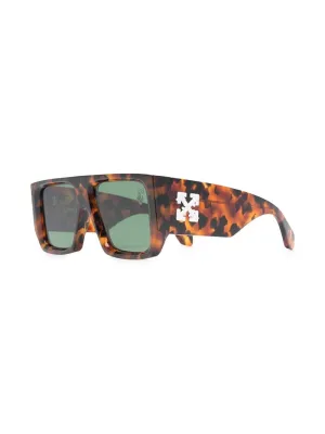 Off-White Tropez Rectangular Frame Sunglasses Havana Brown/Green/White