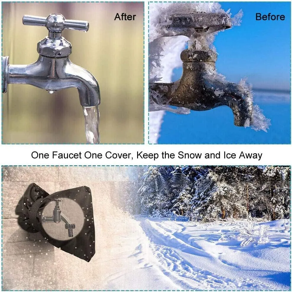 Outdoor Faucet Cover for Winter - Pro 7.1''W X 9.8''H Water Socks Freeze Protection Pipe Insulation Reusable Waterproof Insulated Spigot Backflow Cover, Black (2)