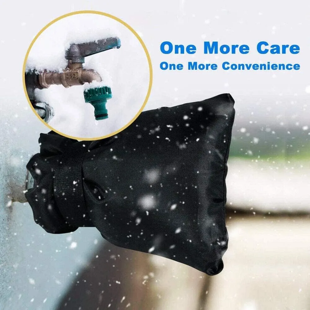 Outdoor Faucet Cover for Winter - Pro 7.1''W X 9.8''H Water Socks Freeze Protection Pipe Insulation Reusable Waterproof Insulated Spigot Backflow Cover, Black (2)