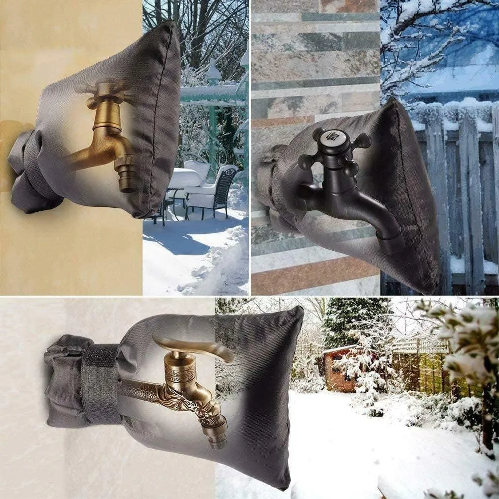Outdoor Faucet Cover for Winter - Pro 7.1''W X 9.8''H Water Socks Freeze Protection Pipe Insulation Reusable Waterproof Insulated Spigot Backflow Cover, Black (2)