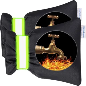 Outdoor Faucet Cover for Winter - Pro 7.1''W X 9.8''H Water Socks Freeze Protection Pipe Insulation Reusable Waterproof Insulated Spigot Backflow Cover, Black (2)