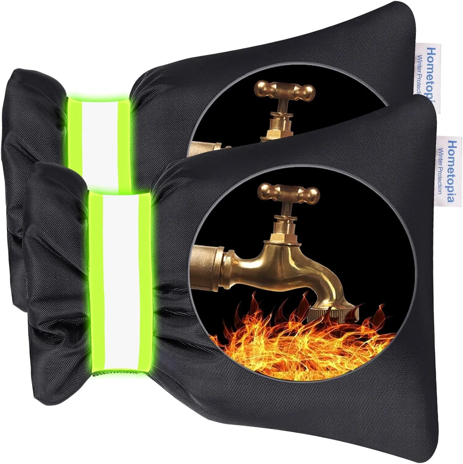Outdoor Faucet Cover for Winter - Pro 7.1''W X 9.8''H Water Socks Freeze Protection Pipe Insulation Reusable Waterproof Insulated Spigot Backflow Cover, Black (2)