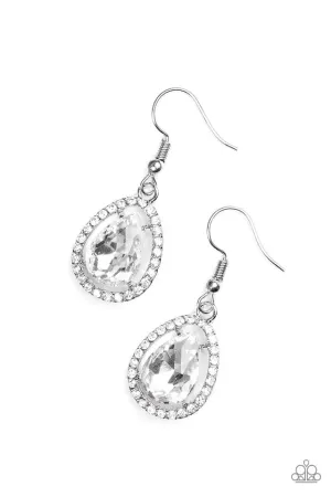 Paparazzi Earring ~ A One-GLAM Show - White