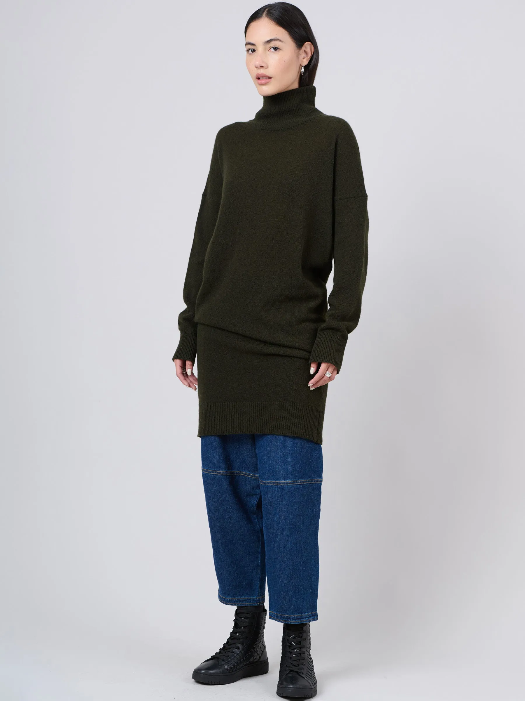 Pure Wool Oversized Turtle Neck Dress