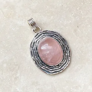 Rose Quartz Oval Pendant - Ripple