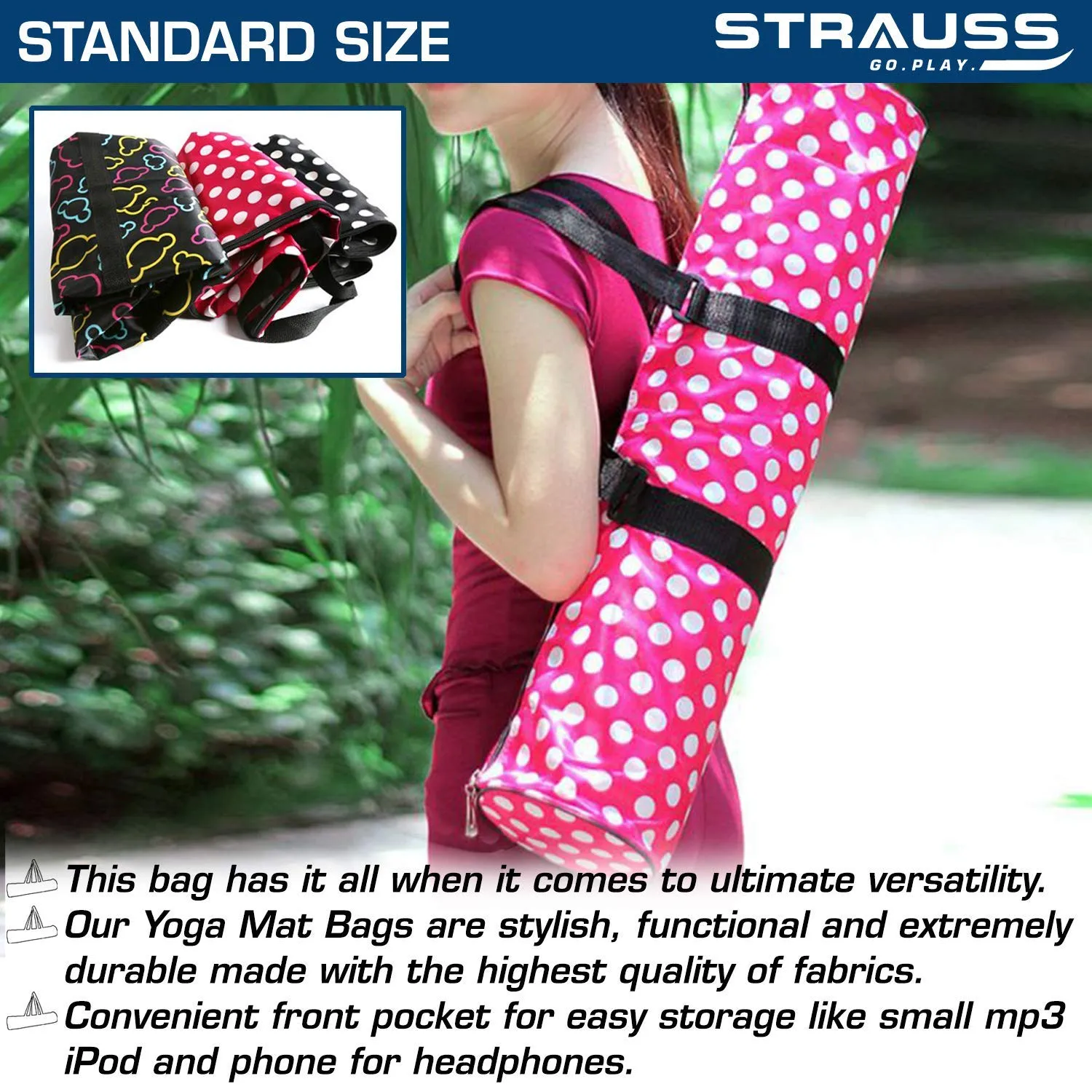 Strauss Yoga Mat 6MM (Floral Green) and Yoga Socks, Dark Purple