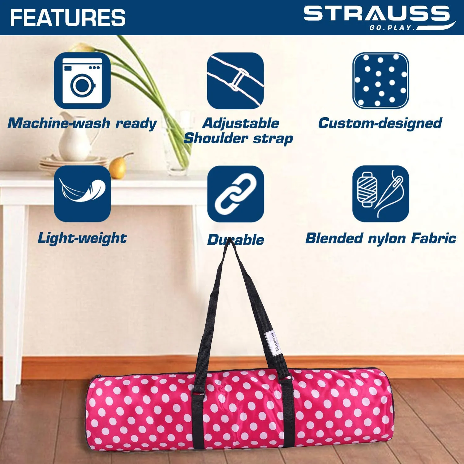 Strauss Yoga Mat 6MM (Floral Green) and Yoga Socks, Dark Purple