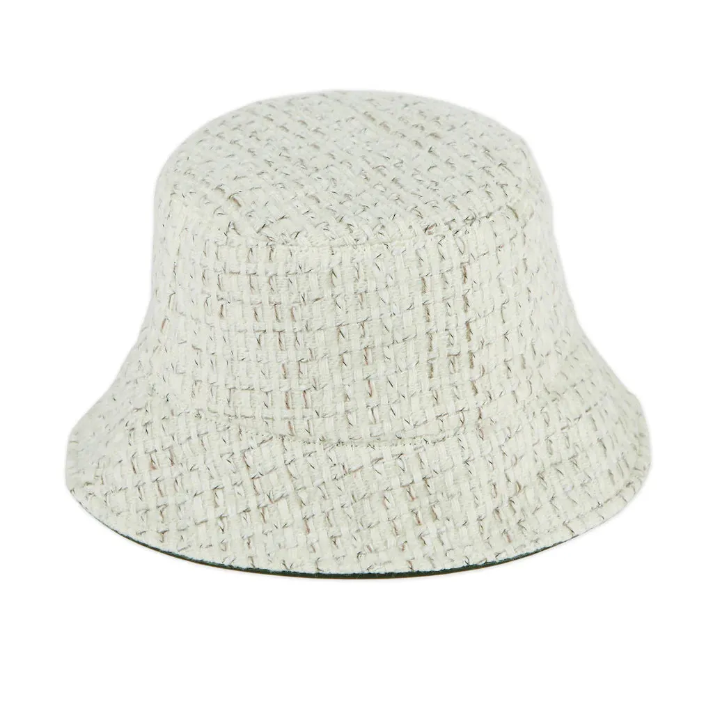 Tweed Leather  Reversible Bucket Hat