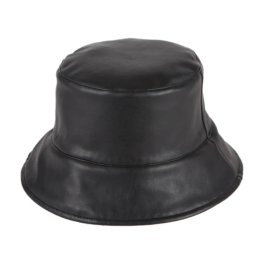 Tweed Leather  Reversible Bucket Hat
