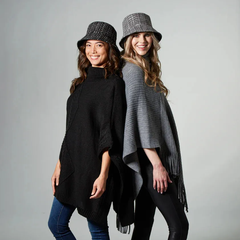 Tweed Leather  Reversible Bucket Hat