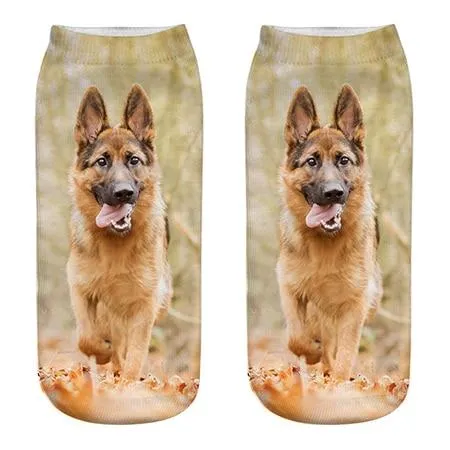 Unisex Cotton Ankle 3D Print Dogs Pattern Design Socks