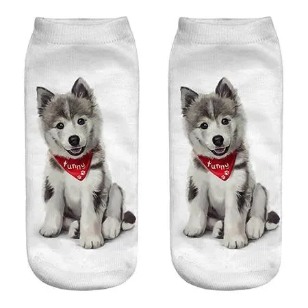 Unisex Cotton Ankle 3D Print Dogs Pattern Design Socks