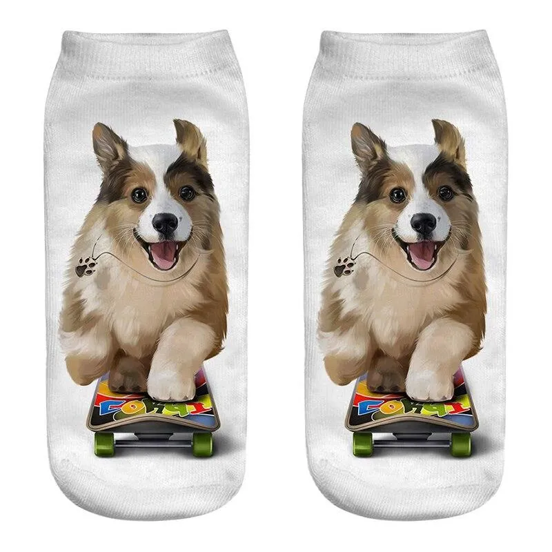 Unisex Cotton Ankle 3D Print Dogs Pattern Design Socks