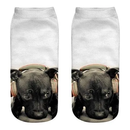 Unisex Cotton Ankle 3D Print Dogs Pattern Design Socks