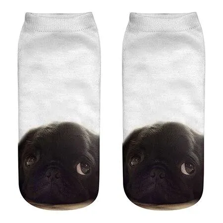 Unisex Cotton Ankle 3D Print Dogs Pattern Design Socks
