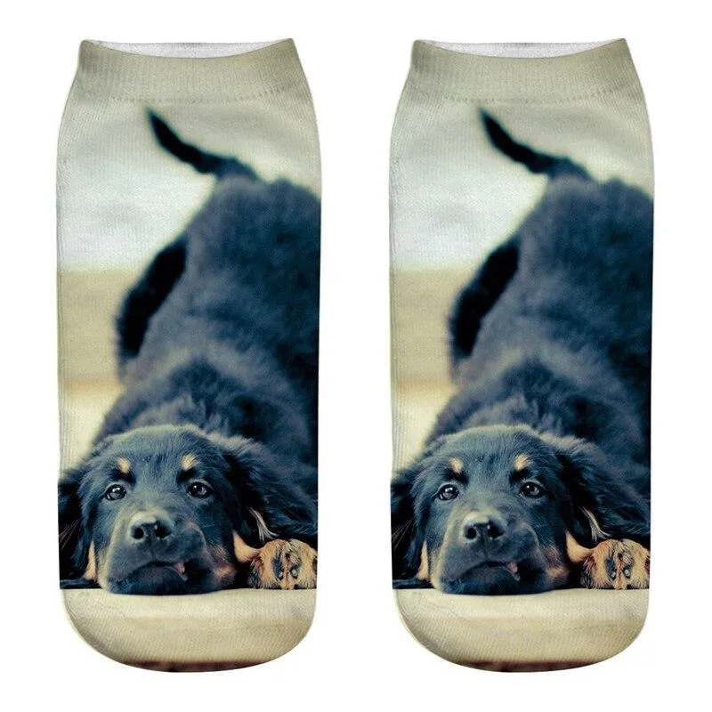 Unisex Cotton Ankle 3D Print Dogs Pattern Design Socks