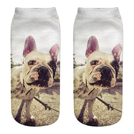 Unisex Cotton Ankle 3D Print Dogs Pattern Design Socks