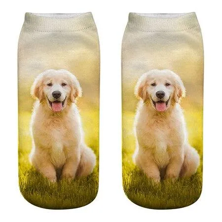 Unisex Cotton Ankle 3D Print Dogs Pattern Design Socks