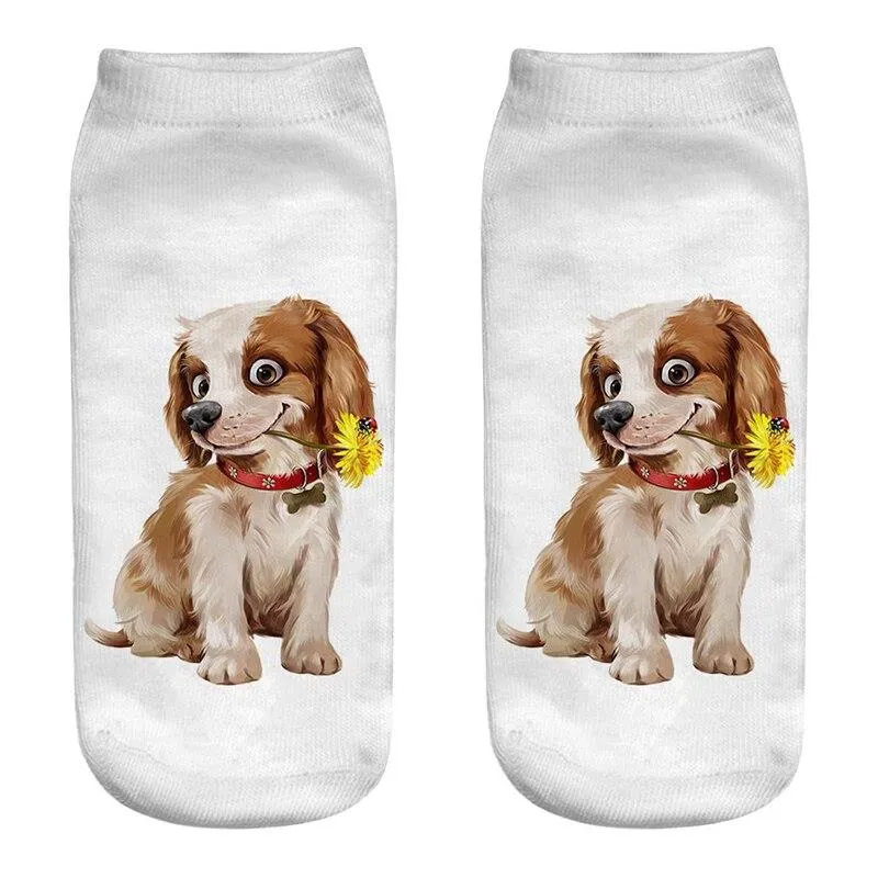 Unisex Cotton Ankle 3D Print Dogs Pattern Design Socks