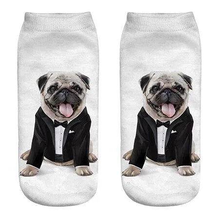 Unisex Cotton Ankle 3D Print Dogs Pattern Design Socks