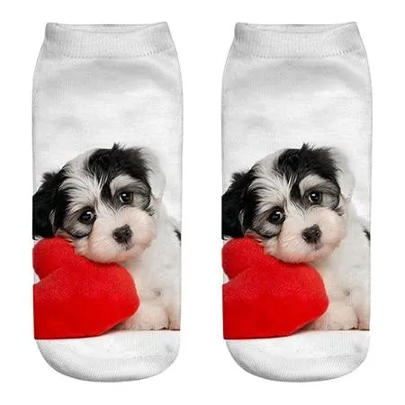 Unisex Cotton Ankle 3D Print Dogs Pattern Design Socks